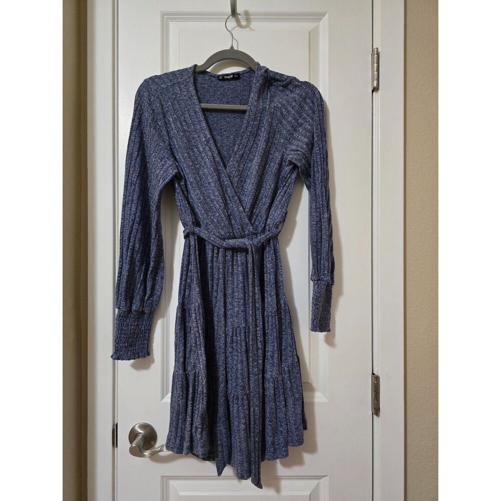 Heather Blue Ribbed Dress Size S